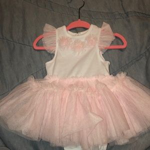 White and pink tutu onesie